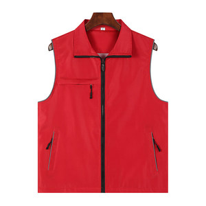 カスタムベスト作業服、ジッパー開閉式、ポリエステル/コットン素材、胸元にプリントロゴ入り、広告・ボランティアキャンペーン用 - Product Image 1