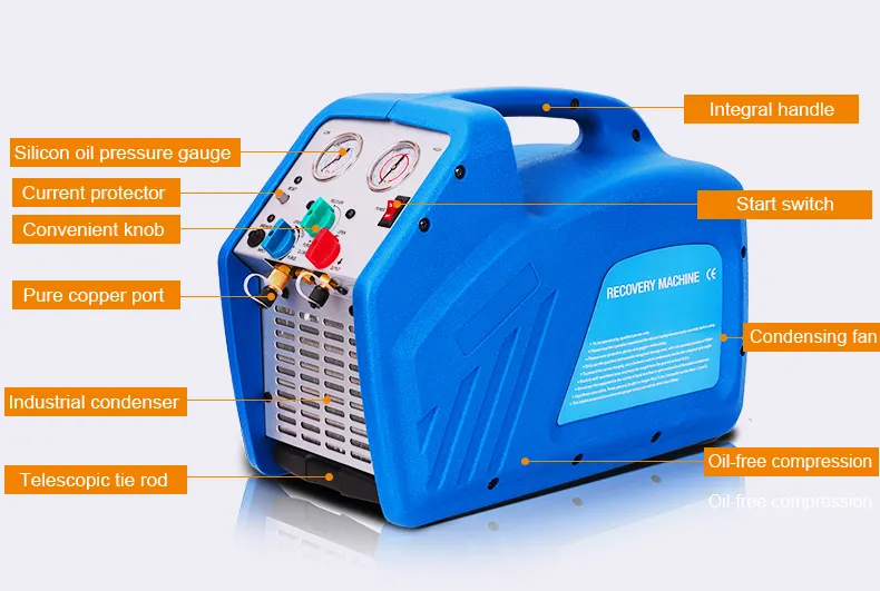 air conditioning r134a refrigerant recovery machine High quality air conditioner dual cylinder refrigerant recovery machine