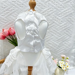 Pet Wedding Dress White Pearl Princess Dog <b>Cat</b> <b>Clothes</b> Summer Small Medium Size Four Seasons Polyester Skirt - Product Image 3