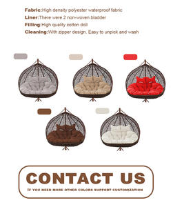 Outdoor Handgemaakte Dubbele Stoel Rotan Opknoping Patio Swingende Stoelen Rieten Schommel Ei Stoel Voor Twee Personen - Product Image 4