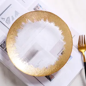 Créativité nordique 33 cm dessert plat de fruits pâtisserie steak verre assiette à dîner or chargeur assiette pour mariage
