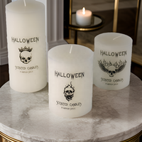 Bougie pilier artisanale blanche sans fumée parfumée à la cire de soja LP01F, style rustique pour Halloween, pour la décoration de la maison (vente en gros)