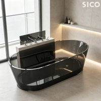 Baignoire autoportante en résine transparente SICO, nouveau design, couleur ambre brun, style européen, dernière collection