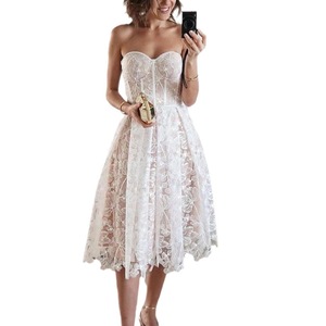 <span class=keywords><strong>H</strong></span>-0853 Nuovo Abito in Pizzo Senza Spalline per Donne, Gonna Estiva a Vita Alta Linea A - Product Image 2