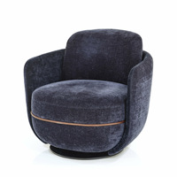 Moderner Drehbarer Sessel mit Gebogener Form, Stoffbezug, Einzelsofa-Loungesessel für Wohnzimmer, Schlafzimmer und Hotel
