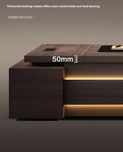 モダンラグジュアリー大型L字型オフィスデスクとチェアキャビネットの組み合わせCE認定エグゼクティブコンピュータデスク - Product Image 5