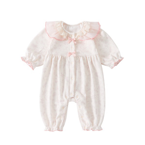 Nuova Collezione Primavera 2026: Tutina per Neonata in Maglia Floreale, Stile Coreano con Fiocco Carino e Apertura Completa all'Inguine - Product Image 5
