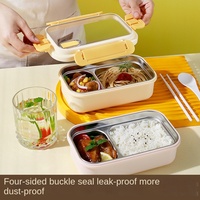 Boîte à lunch isotherme portable en acier inoxydable SUS304 de qualité alimentaire, 2 compartiments, étanche, compatible micro-ondes, pour