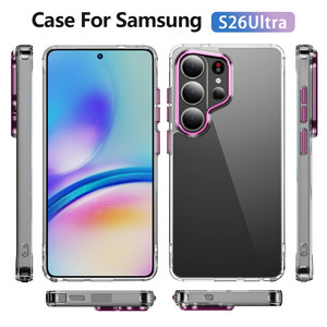 เคสใสพร้อมกรอบกล้องโลหะ TPU กันกระแทกป้องกันสีเหลือง + เคสโทรศัพท์ PC สำหรับ Samsung S26 S25 S24 ultra <span class=keywords><strong>S23</strong></span> PLUS - Product Image 2