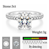 Bagues de fiançailles et de mariage OLAN Luxury 3,5 carats en argent sterling 925 plaqué rhodium, serties de moissanite ovale avec monture à griffes pour femmes