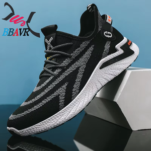 Chaussures de sport pour hommes, baskets de course, lot de stock, sans marque, décontractées, noires, en tissu PVC, maille, protection des pieds, 1 paire - Product Image 2