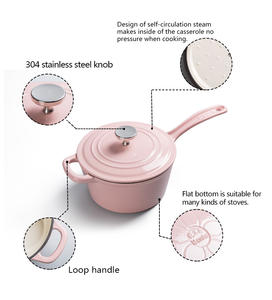 Sartén esmaltada de sopa de leche de hierro fundido de diseño moderno con asa para Cocinar en casa - Product Image 4