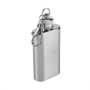 Flacon carré en acier inoxydable avec porte-clés mousqueton, bouteille de voyage portable au design minimaliste - Product Image 6