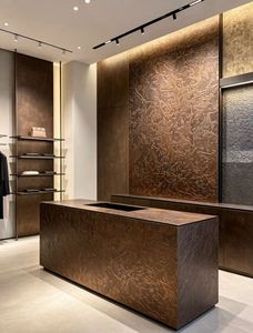 Plaque décorative de luxe en acier inoxydable bronze antique, motif texturé vieilli et <span class=keywords><strong>patiné</strong></span> pour murs intérieurs et meubles - Product Image 5