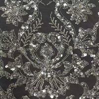 Tissu en dentelle à paillettes et strass pour robes de mariée, robes de soirée, décoration intérieure et vêtements de fête pour femmes