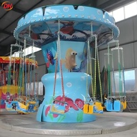 Manège robuste pour enfants à 12 places, chaise volante de dessin animé, balançoire rotative colorée en PRV, équipement de fête foraine pour aire de jeux extérieure