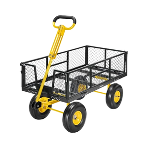 Chariot de Jardin Robuste de 408 kg avec Roues en Acier de 10 Pouces, Poignée en Métal, Noir, Attachable à un VTT/Tracteur, <span class=keywords><strong>Wagon</strong></span> de Cour, OEM - Product Image 1
