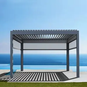 Waterproof Aluminum Outdoor Motorized Bioclimatic Pergola Electric Louvered Pergola Bioclimatique For Patio Swimming Pool