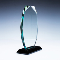 Trophée-plaque en verre facetté personnalisé, vente en gros d'usine, avec base noire, gravure vierge, pour l'excellence professionnelle, cadeau pour employé