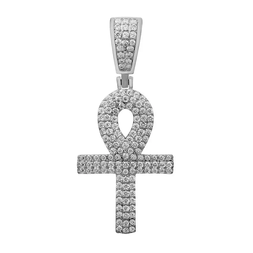 2024 Fashion Jewelry Charms Custom Small Non Fade Gold Plated Cross Pendant White Stone Luxury Men Women