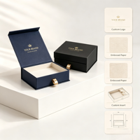 Boîte cadeau rigide magnétique de luxe personnalisée avec estampage à chaud UV, carton gris, impression quadricolore pour l'emballage de cosmétiques et de bijoux