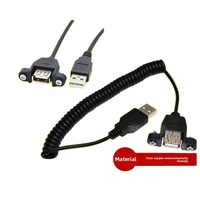Cable de Extensión USB 2.0 con Diseño de Oreja de Gato, Macho a Hembra, con Orificios para Tornillos, Montaje Seguro, Cable de Datos para Teléfono Móvil, Totalmente de Cobre