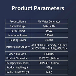 Generador de Agua Atmosférico de 40-70L/Día, Dispensador de Agua sin Necesidad de Plomería para Oficina - Product Image 2