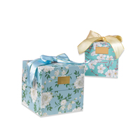 Boîte en carton rigide avec dorure à chaud, gaufrage UV, ruban satiné et nœud, pour bonbons de mariage, souvenirs de demoiselles d'honneur, emballage cadeau recyclable