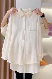 Spring/Summer Loose Polo Collar Over Long Sleeved Shirt Design Sense Niche <strong>Layered</strong> <strong>Top</strong> - Product Image 6