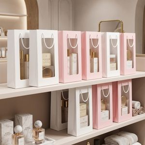 Sac cadeau pour fleurs avec poignée, sacs d'emballage pour vin avec fenêtre, sacs en papier pour emballer des fleurs pour la Saint-Valentin, un anniversaire, un mariage - Product Image 5