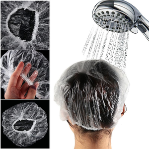 Bonnes affaires : Bonnets <span class=keywords><strong>de</strong></span> douche personnalisés en plastique transparent, ajustables et élastiques, longs, jetables, pour adultes, doux, style mignon, imperméables - Product Image 2