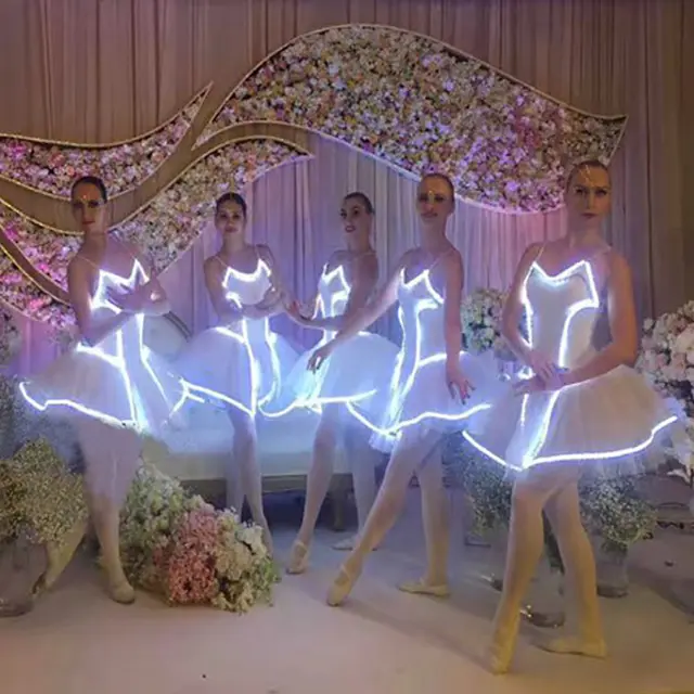 10代の女の子がライトドレスを主導発光バレエダンスドレスステージパフォーマンスダンスウェアガールズクリスマス