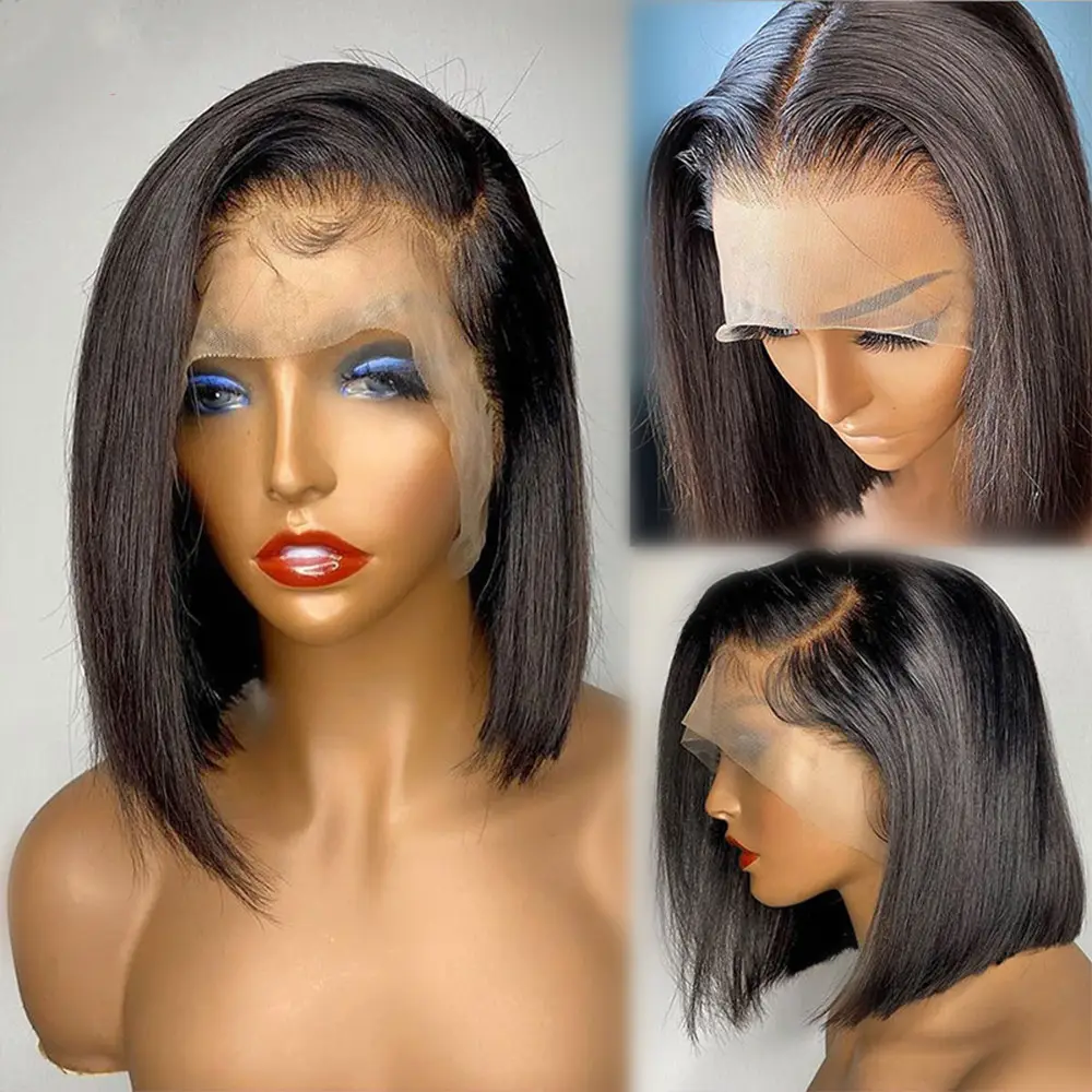 Glueless 10 Inch Bob Wig Human Hair Lace Front Transparent Lace 4x4 Bob Wig Straight Human Hair Short Bob Wigs for Black Woman