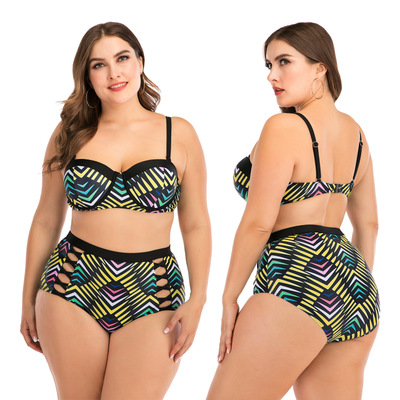 Maillot de bain deux pièces pour femmes rondes, taille haute, personnalisé, grande taille