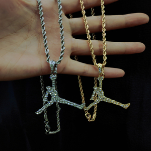 Mặt dây chuyền thể thao nam NL2073 kiểu dáng Slam Dunk, đính đá giả kim cương, phong cách Hip Hop, mạ vàng, dây chuyền thời trang - Product Image 2