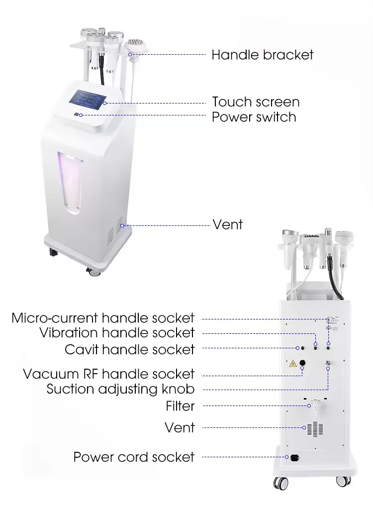 Máquina de aperto de pele para emagrecimento corporal, máquina de perda de gordura 6 em 1 a vácuo, salão de beleza 5d 80k