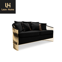 Villa de style moderne, canapés de salon légers en tissu de luxe, ensemble de meubles canapés à cadre en acier inoxydable personnalisé
