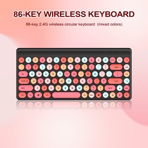 Đen dễ thương đầy màu sắc vòng Keycaps 86 phím Bàn phím không dây và chuột thiết lập cho PC máy tính xách tay - Product Image 5