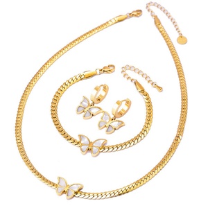 Non Tarnish Jewelry Fine Gold Plated <b>Shell</b> butterfly Charm Earring <b>Bracelet</b> Necklace Jewelry Sets Women - Product Image 2