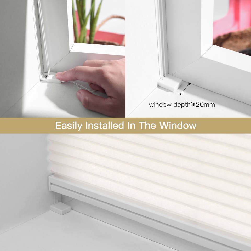 FORTUNE Modern Design Ladder Rope Hole-Free Pleated Blind Cordless ...
