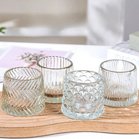 Photophore en verre conique côtelé vintage, écologique, résistant à la chaleur, pour aromathérapie, décoration de Noël, de Pâques et de la maison
