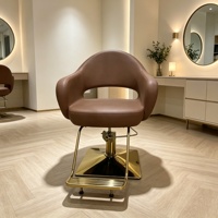 Fauteuil de Barbier Portable Inclinable en Cuir Marron de Luxe, Cuir PU, Pompe Hydraulique Robuste, Inclinable, Portable, pour la Maison