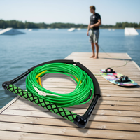 Tali Ski Air Fiberglass 75ft untuk Wakeboard, Dapat Disesuaikan, Warna Putih dengan Sirip, untuk Penggunaan di Danau dan Sungai, Unisex