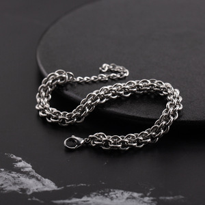 สร้อยข้อมือสตรีทสไตล์ฮิปฮอป ไทเทเนียมสตีล ลายดอกไม้ถัก สำหรับผู้ชาย - Product Image 4