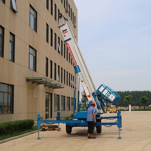 Trung Quốc Jiuhe trên không Giao thông vận tải bánh xe trailer gắn thang Telescopic Boom towable thang thang nâng xây dựng thang máy - Product Image 5