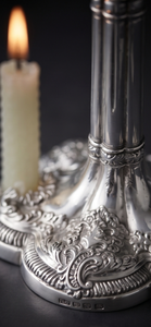 Candle Holder <b>Silver</b> Finish Ornate Metal <b>Candlestick</b> Pair Decorative Table Centerpiece for Wedding Dining Home Event Party Decor - Product Image 5