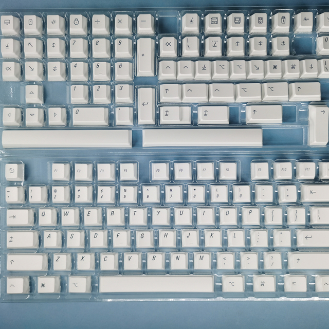 Minimalist White PBT Keycaps with Cherry Profile Layout Dye-Sub 61/87/104/108 MX Switch Compatible for Mechanical Keyboard