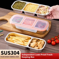 Boîte à lunch de luxe en acier inoxydable 304, durable, de haute qualité, anti-odeur, 3 compartiments, micro-ondable, hermétique, pour le stockage des aliments