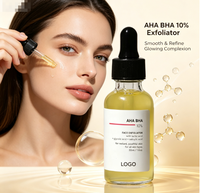 Sérum Exfoliant Visage Liquide Anti-Rides 10% AHA BHA Acides Glycolique Lactique Salicylique Affinant la Texture de la Peau Éclaircissant