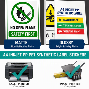 Imprimables A3 A4 A5 taille PP PET auto-adhésif étanche vinyle étiquette autocollant papier mat brillant jet d'encre imprimantes Laser 80-100gsm - Product Image 3